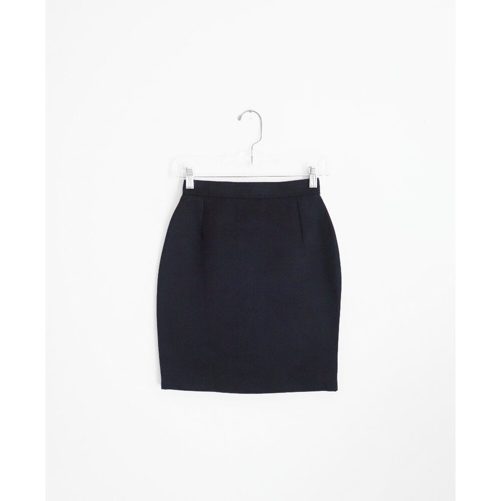Vtg 90s Christian Lacroix Black Cotton Silk Pencil Skirt sz FR 40 fit 00 2XS XXS